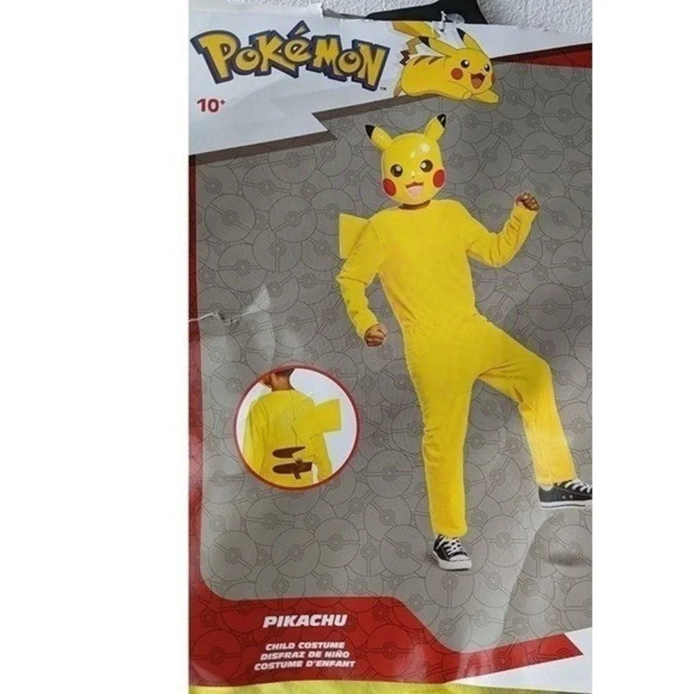 Pokemon Pikachu Halloween Costume Large 10-12 Disguise Mask Child Unisex NEW